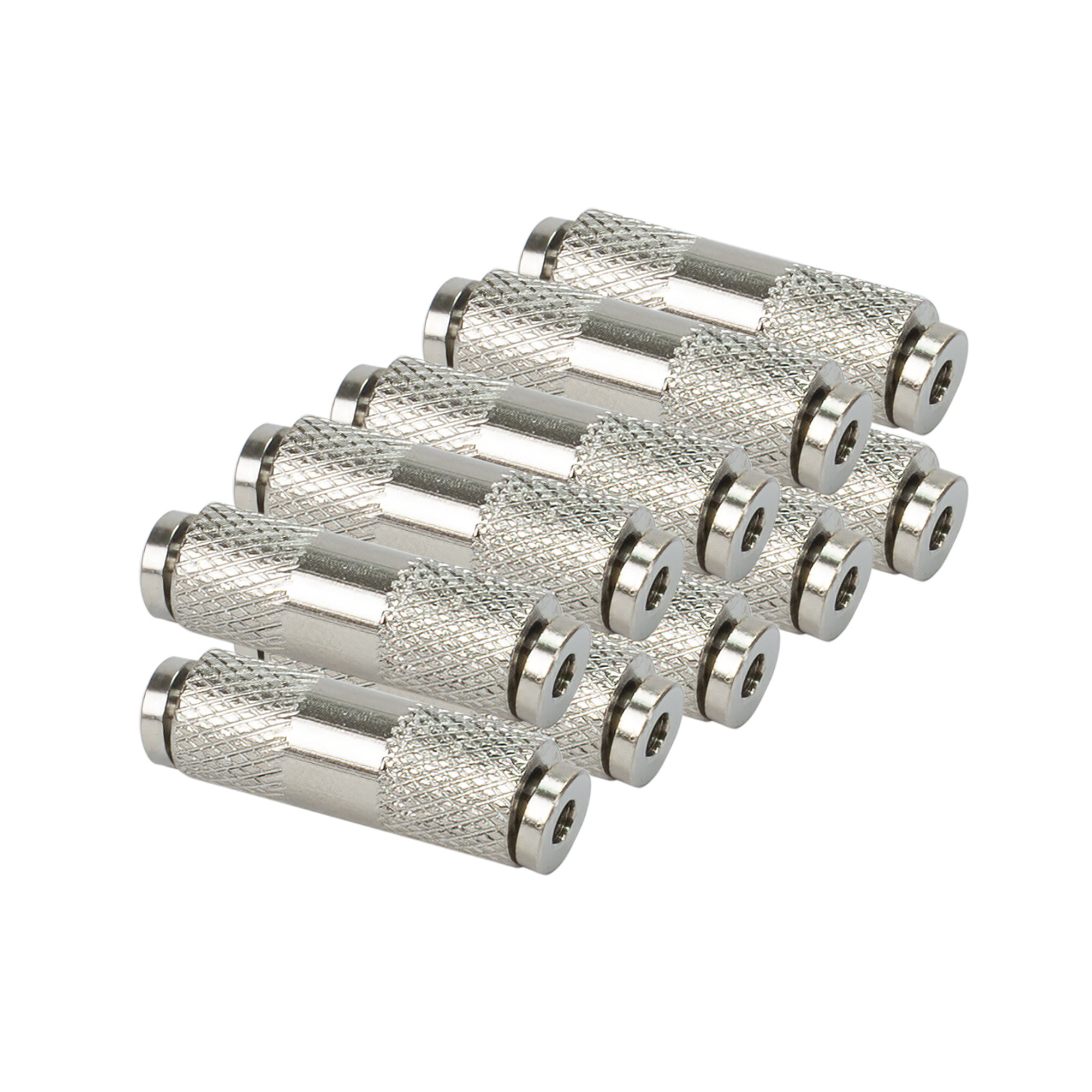 Viair Straight Union Push-to-Connect Fitting - Nickel-Plated Brass, 1/8in. x 1/8in., 200 PSI, 10 Pcs, Model# 11802-BP